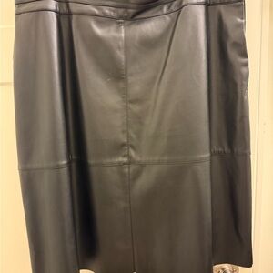 Universal Standard Black A-Line Leather Skirt
